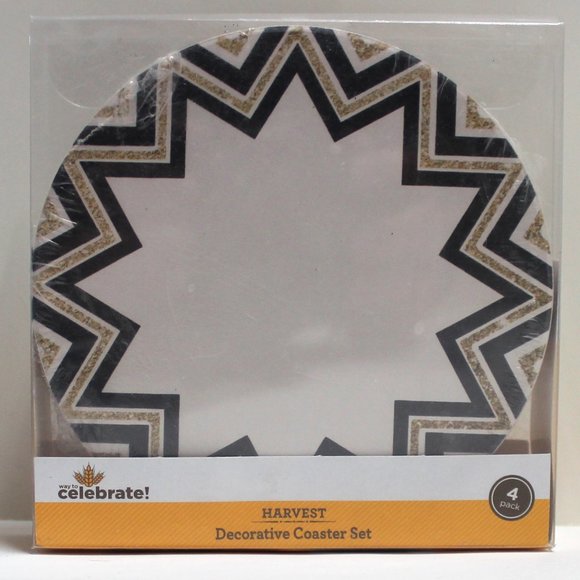 Harvest way to celebrate Decorative Coaster Set 4.25" x 4.25" Round Shape - Picture 1 of 9